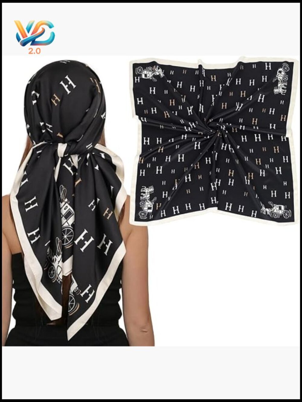 35" Square Fashion Scarf Soft Silky Mulberry Print Hair Wrap Bandana